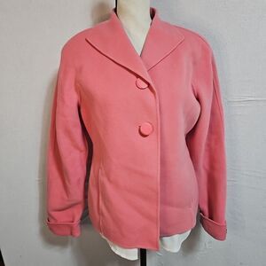 CAROL LITTLE 100% wool handmade Jacket pocket/buttons soft pink, Unlined Chic M.